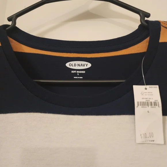 Old Navy Women's Striped T-Shirt - Beige, White, and Brown - Picture 2 of 3